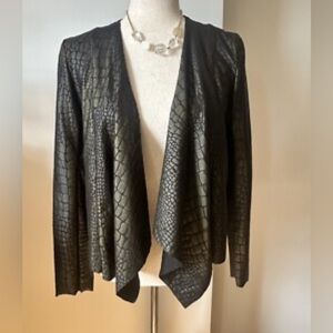 Blank NYC Black croc Textured Women's Open Cardigan Blazer w/gold tones Small
